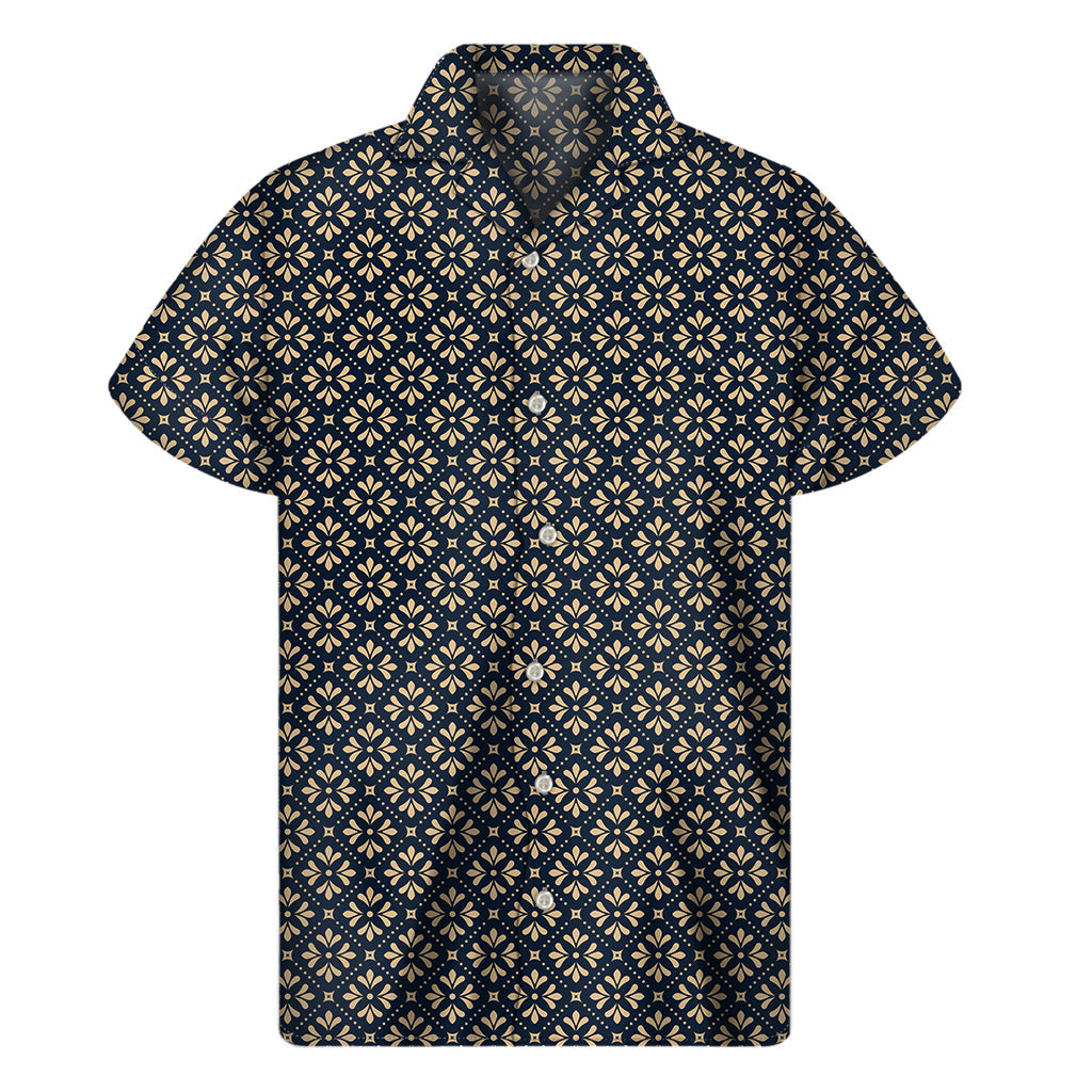 Tropical Vibes: Geometric Floral Print Hawaiian Shirt for Men - 1