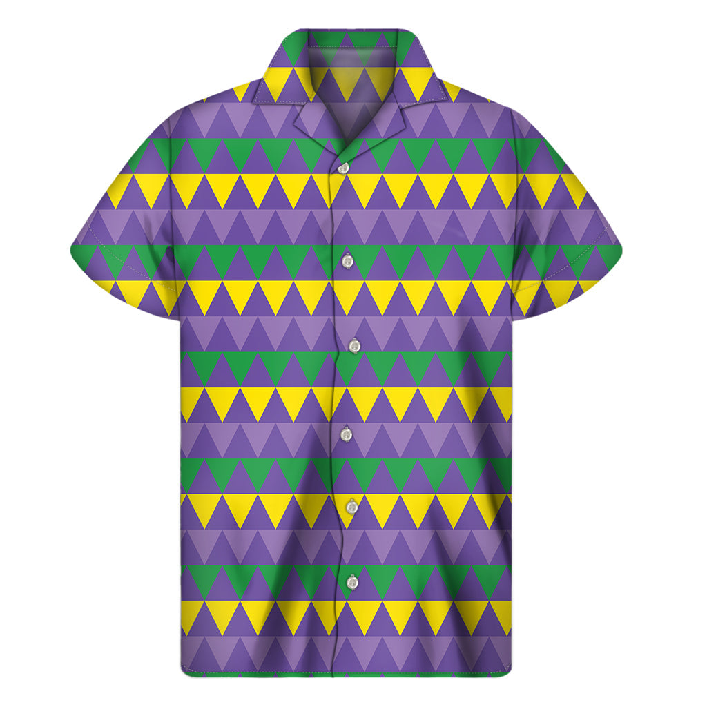 Geometric Mardi Gras Hawaiian Shirt - Perfect for Your Luau! - 1