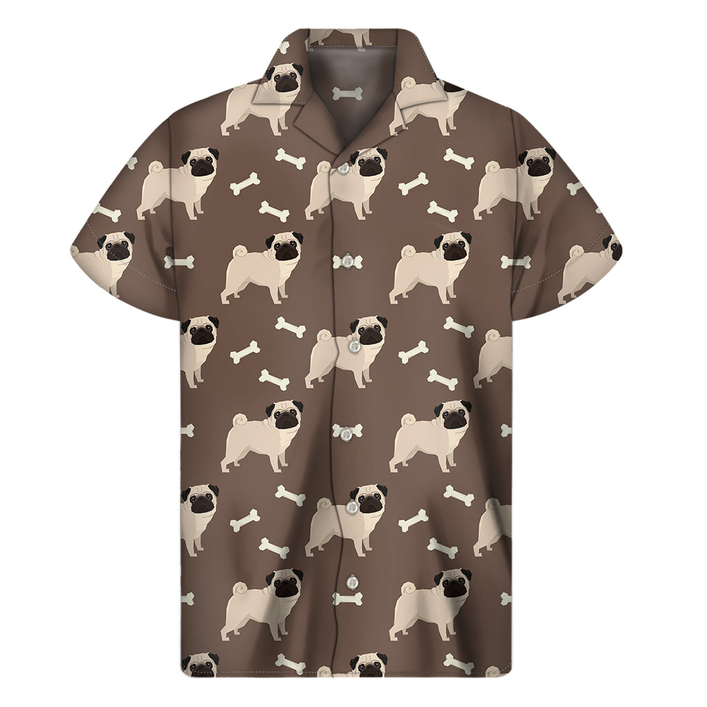 Geometric Pug Paradise: Hawaiian Short Sleeve Shirt - 1