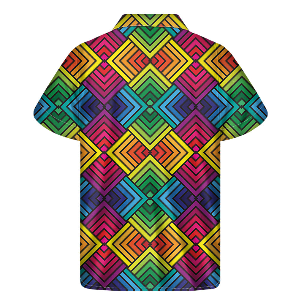 Geometric Rainbow Hawaiian Short Sleeve Shirt - 2