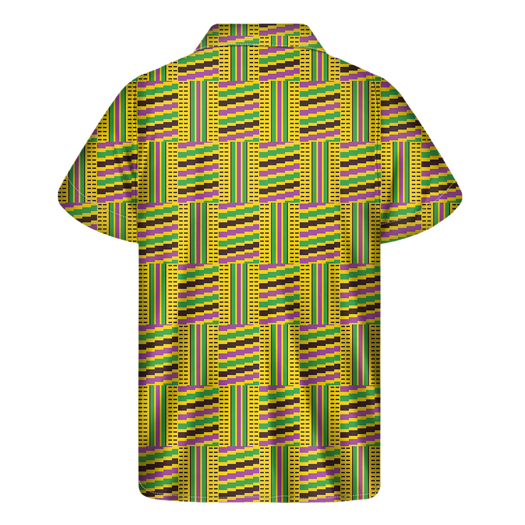Tropical Vibes: Hawaiian Short Sleeve Shirt with Ghana Kente Pattern Print - 2