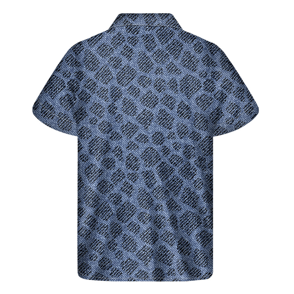 Giraffe Aloha: Hawaiian Short Sleeve Shirt with Denim Jeans Pattern - 2