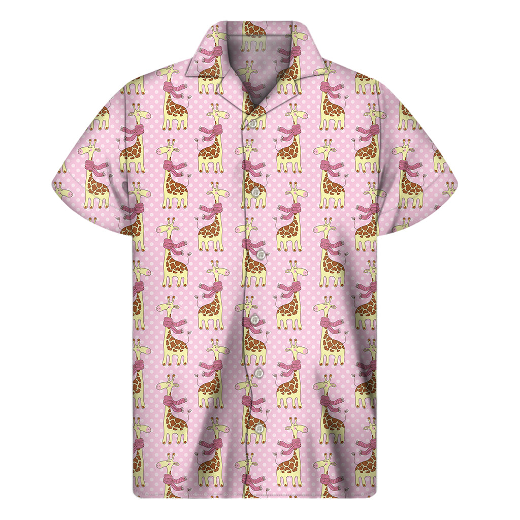Tropical Treasures: Giraffe with Scarf Hawaiian Short Sleeve Shirt - 1