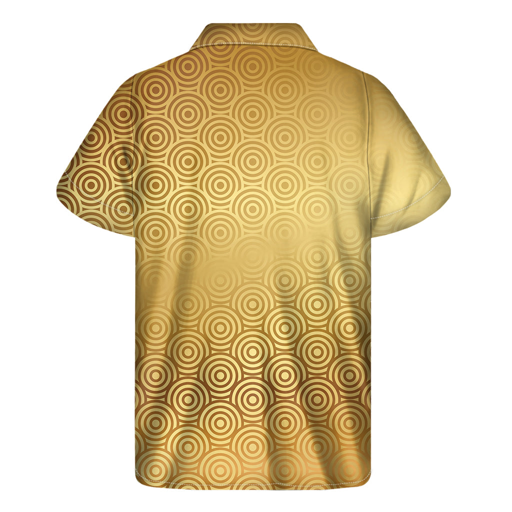 Golden Island Vibes: Hawaiian Short Sleeve Shirt with Chinese Pattern Print - 2