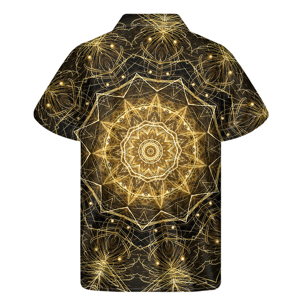 Golden Kaleidoscope: Hawaiian-inspired Short Sleeve Shirt - 2