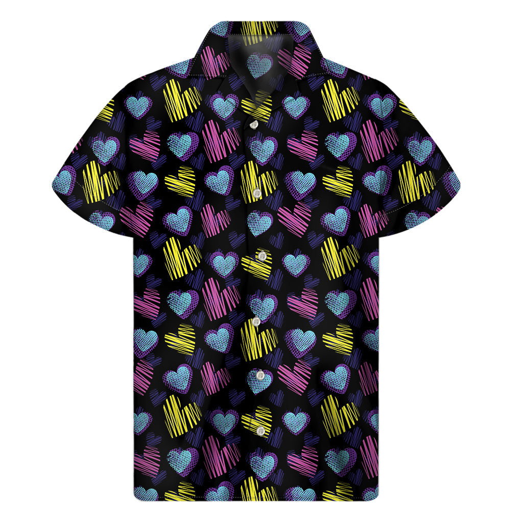 Island Love: Hawaiian Graffiti Heart Print Short Sleeve Shirt - 1