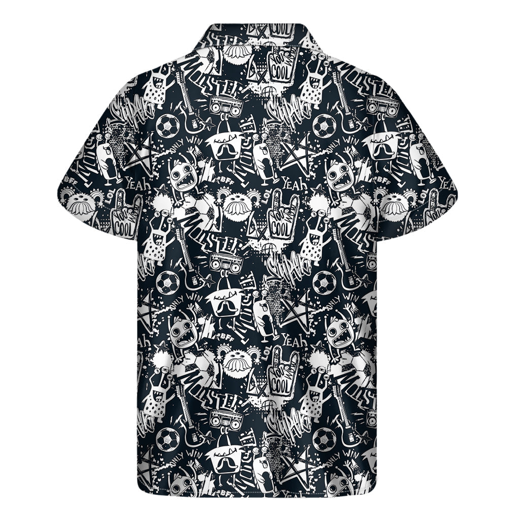 Tropical Vibes: Graffiti Monster Characters Hawaiian Short Sleeve Shirt - 2