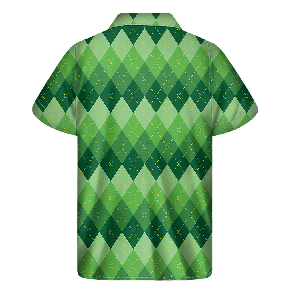 Grass Green Hawaiian Argyle Pattern Short Sleeve Shirt - 2
