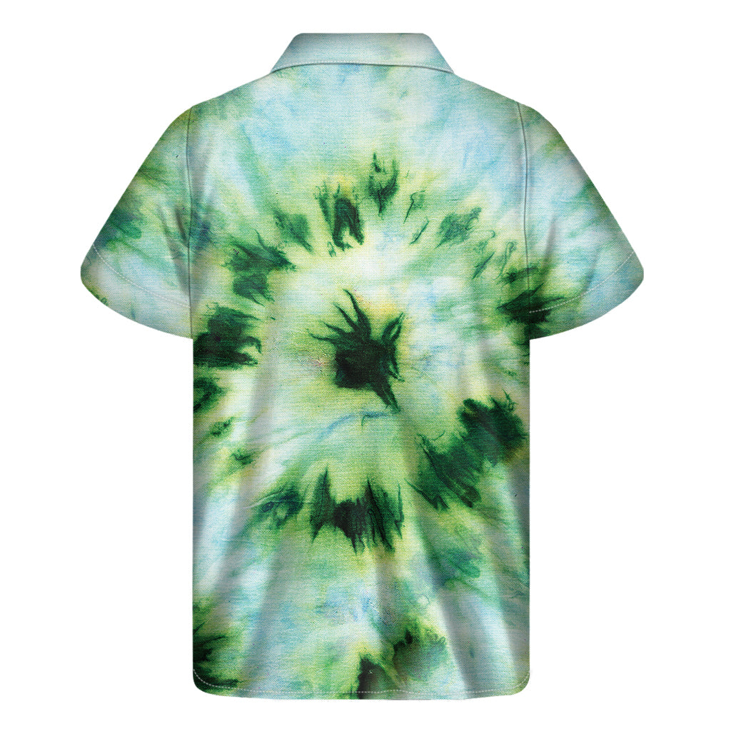 Green and Black Tie-Dye Hawaiian Shirt for Men - 2