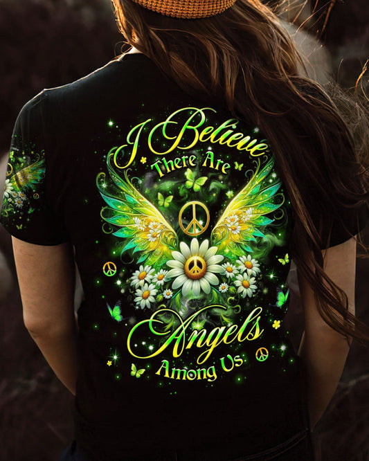 I Believe There Are Angels Among Us Wings Print T-shirt
