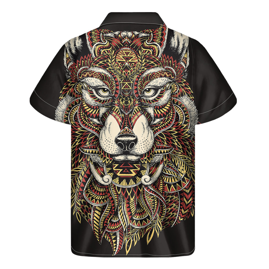 Island Vibes: Hawaiian Wolf Spirit Men's Short Sleeve Shirt - 2