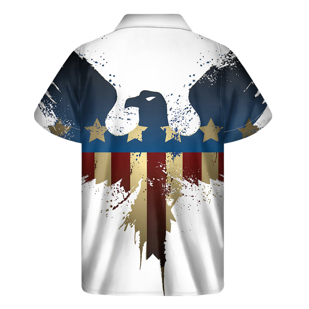 Stylish Hawaiian Short Sleeve Shirt with Patriotic American Eagle Print - 2