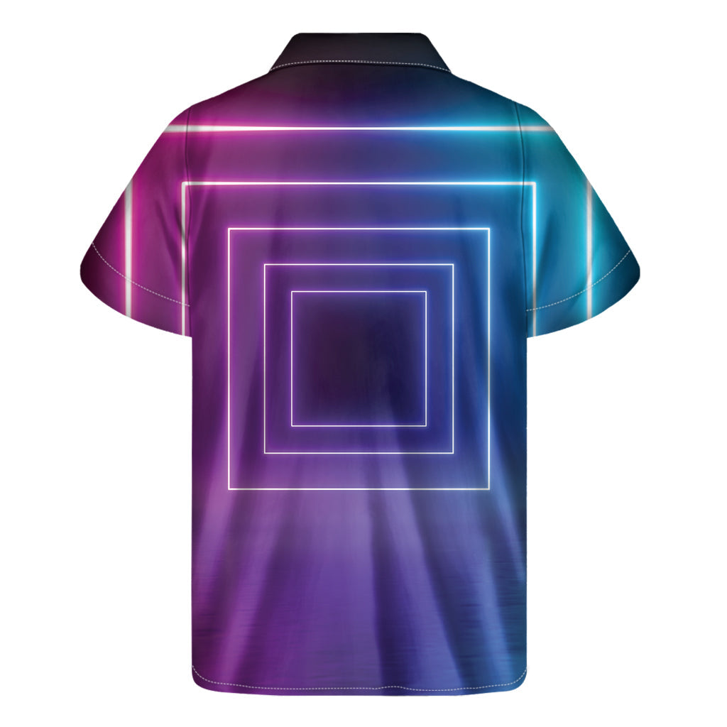 Pink and Teal Tunnel Lights Hawaiian Short Sleeve Shirt - 2