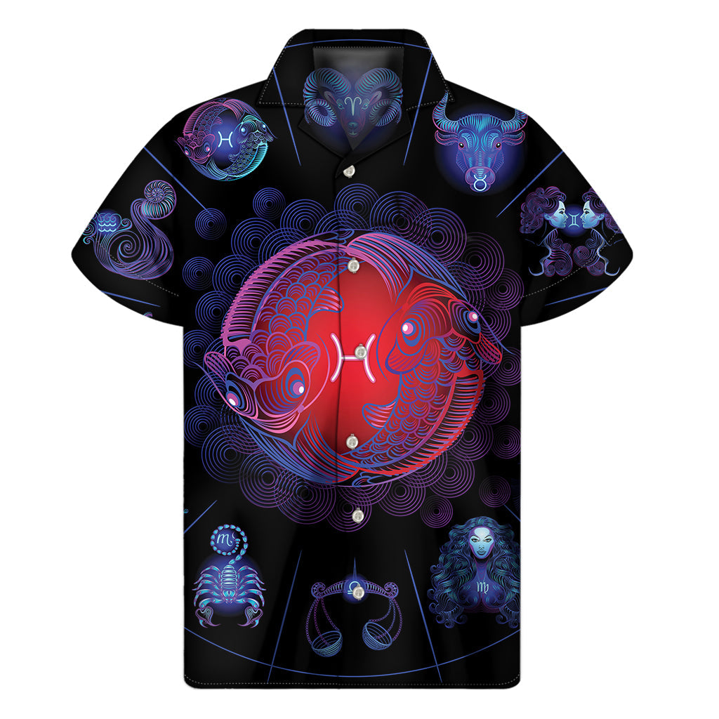 Island Vibes: Men's Pisces and Astrological Signs Hawaiian Short Sleeve Shirt - 1