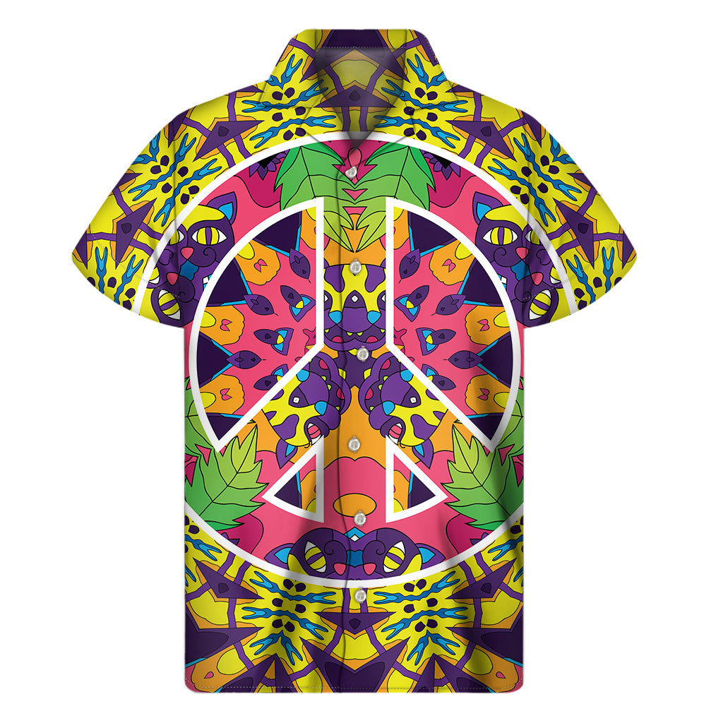 Psychedelic Peace Sign Hawaiian Shirt - 1