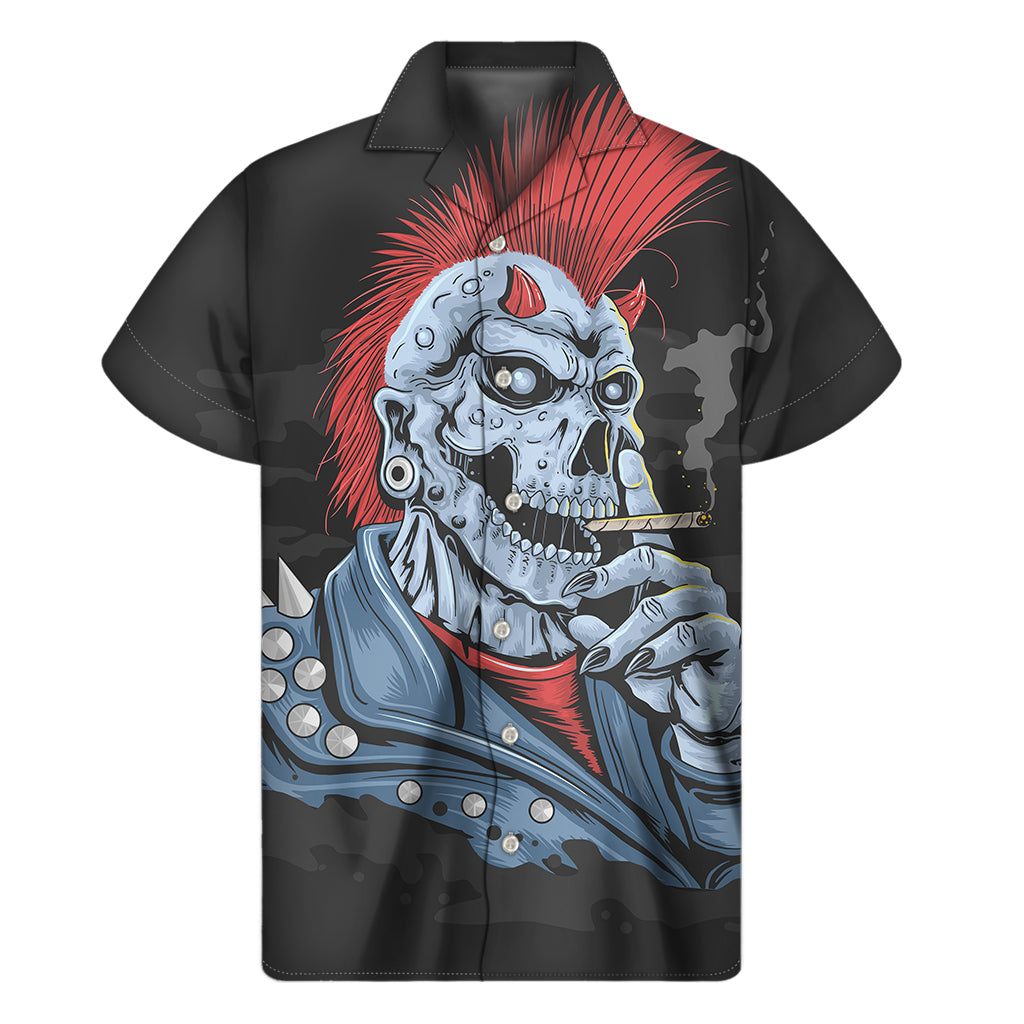 Punk Mohawk Devil Print Hawaiian Short Sleeve Shirt - 1