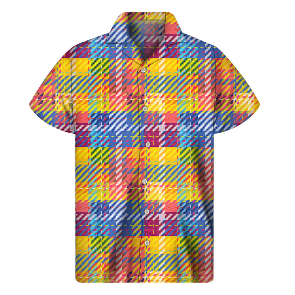 Rainbow Plaid Hawaiian Paradise Short Sleeve Shirt - 1