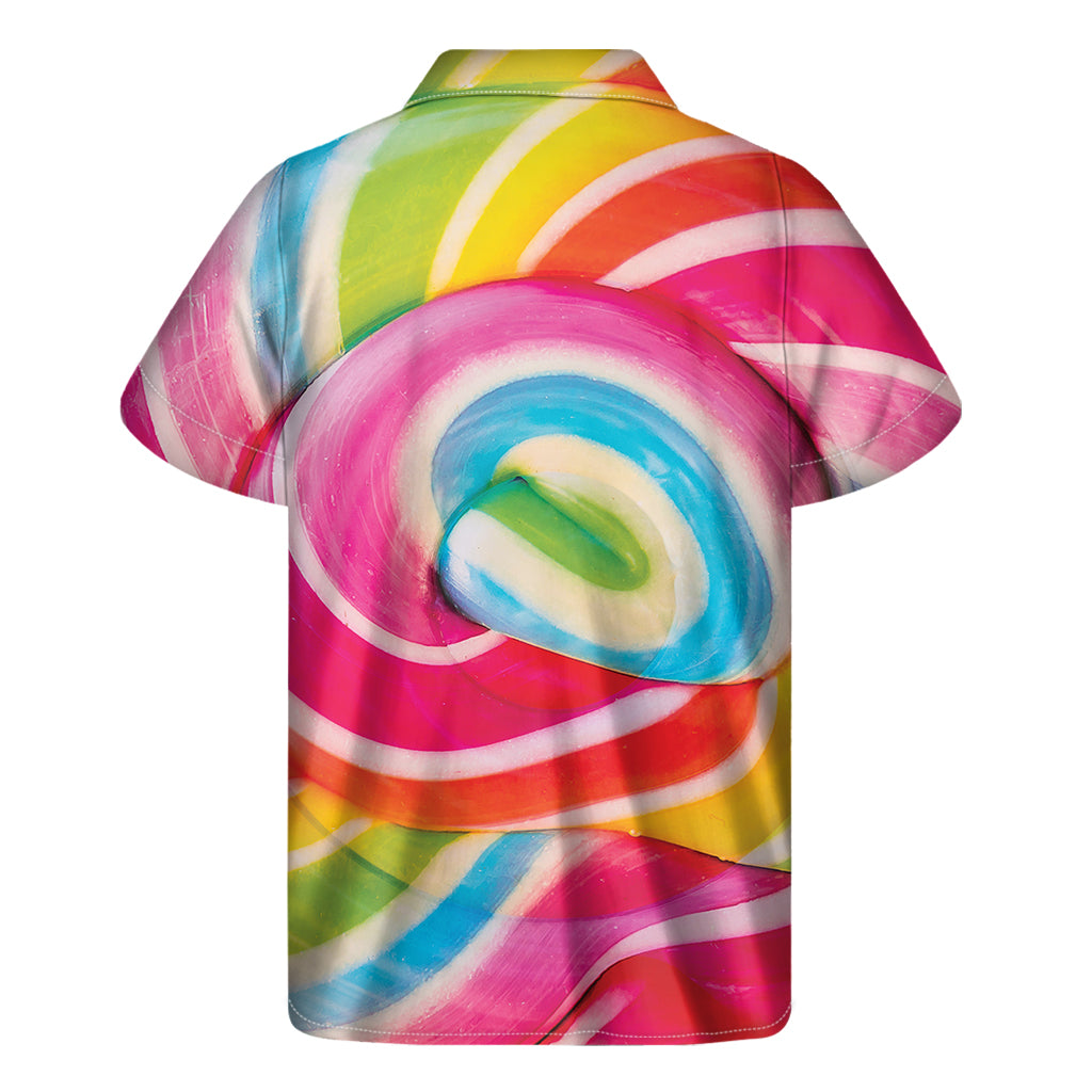 Rainbow Swirl Candy Print Hawaiian Short Sleeve Shirt - 2