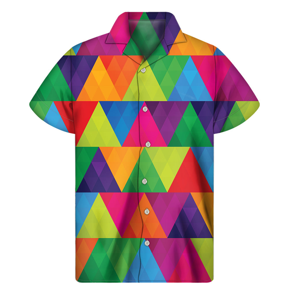 Tropical Vibes: Rainbow Triangles Hawaiian Short Sleeve Shirt - 1