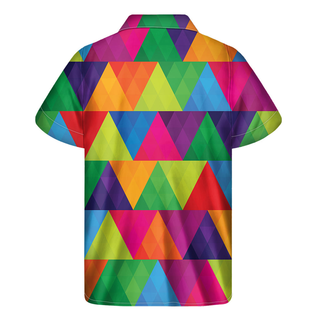 Tropical Vibes: Rainbow Triangles Hawaiian Short Sleeve Shirt - 2