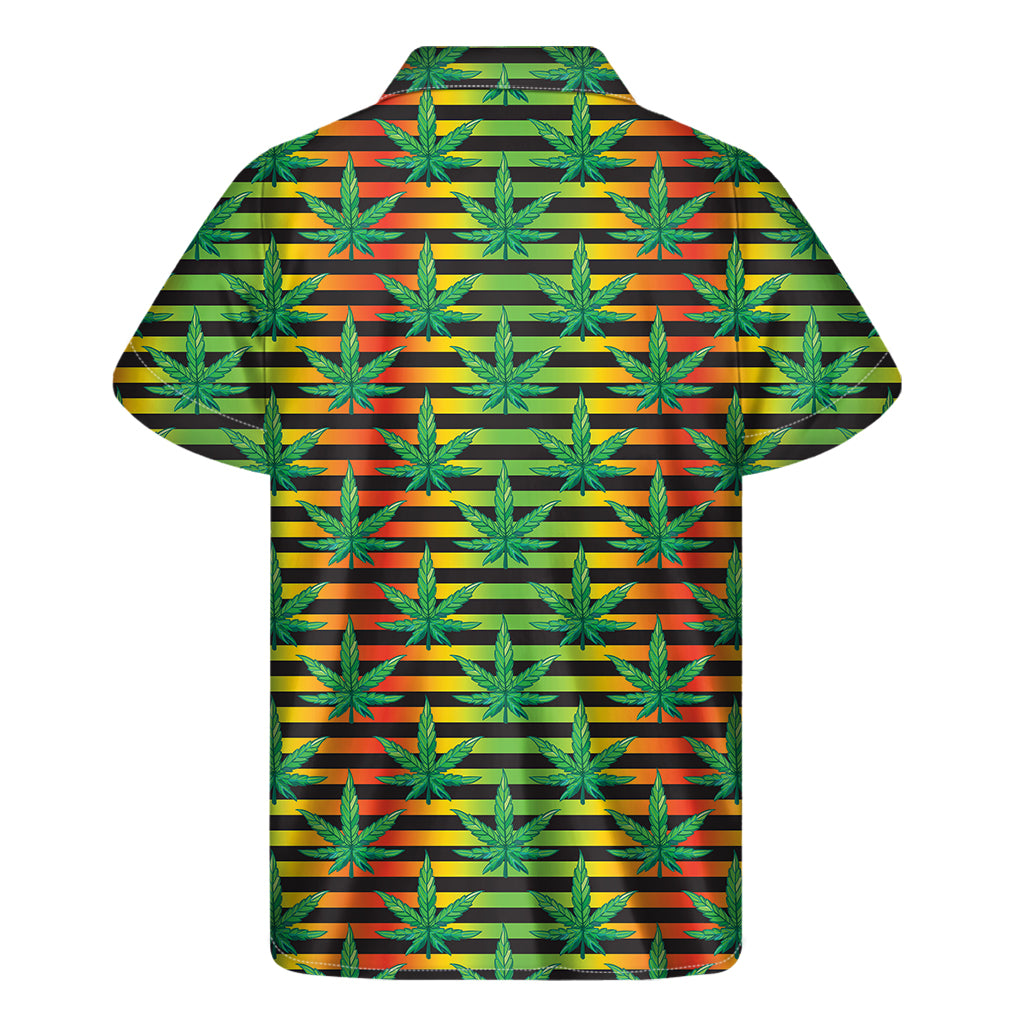 Rasta Striped Hawaiian Style Short Sleeve Shirt - 2