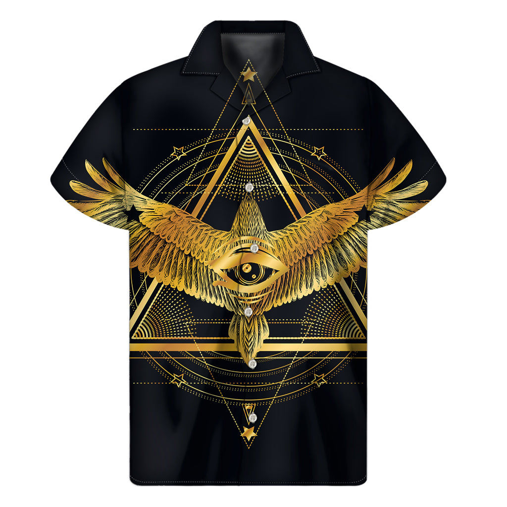 Raven Masonic Eye Hawaiian Short Sleeve Shirt - 1