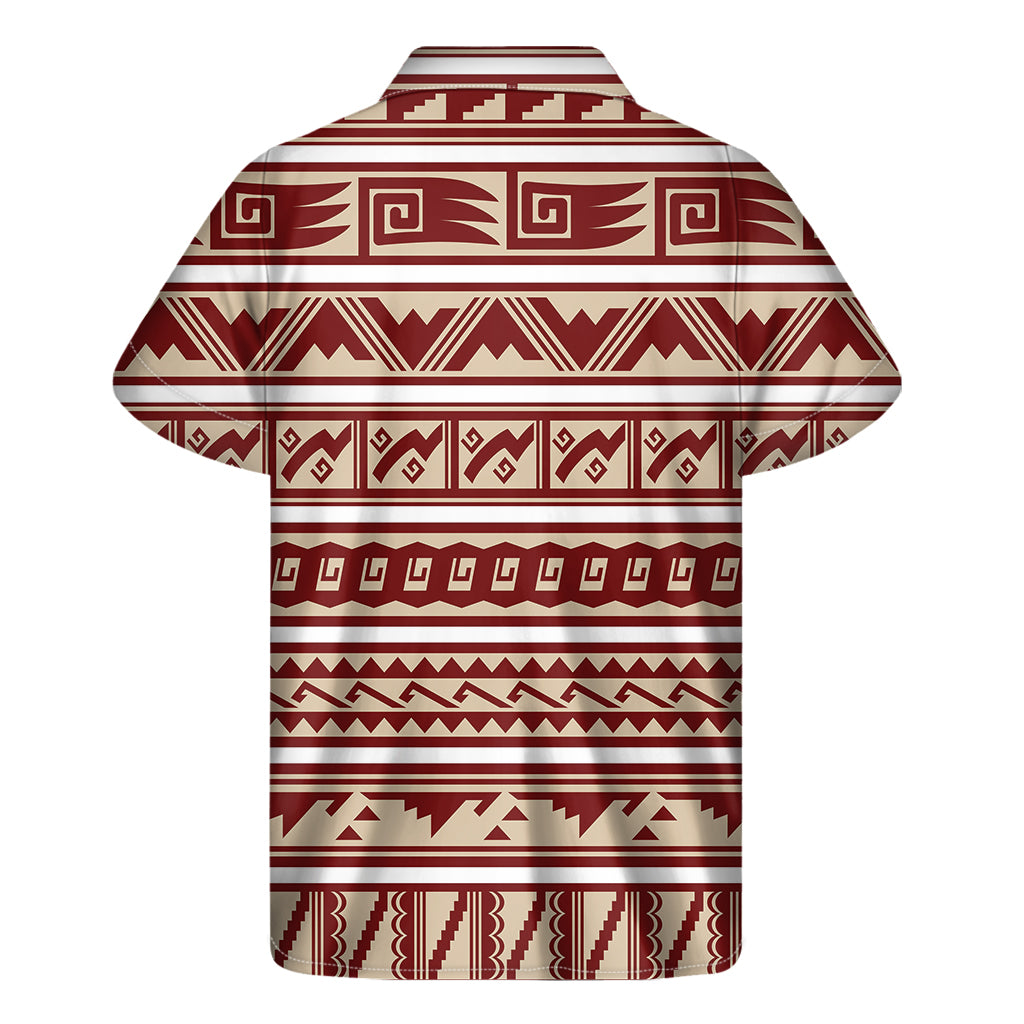 Red and Beige Hawaiian Print Short Sleeve Shirt for Men - 2