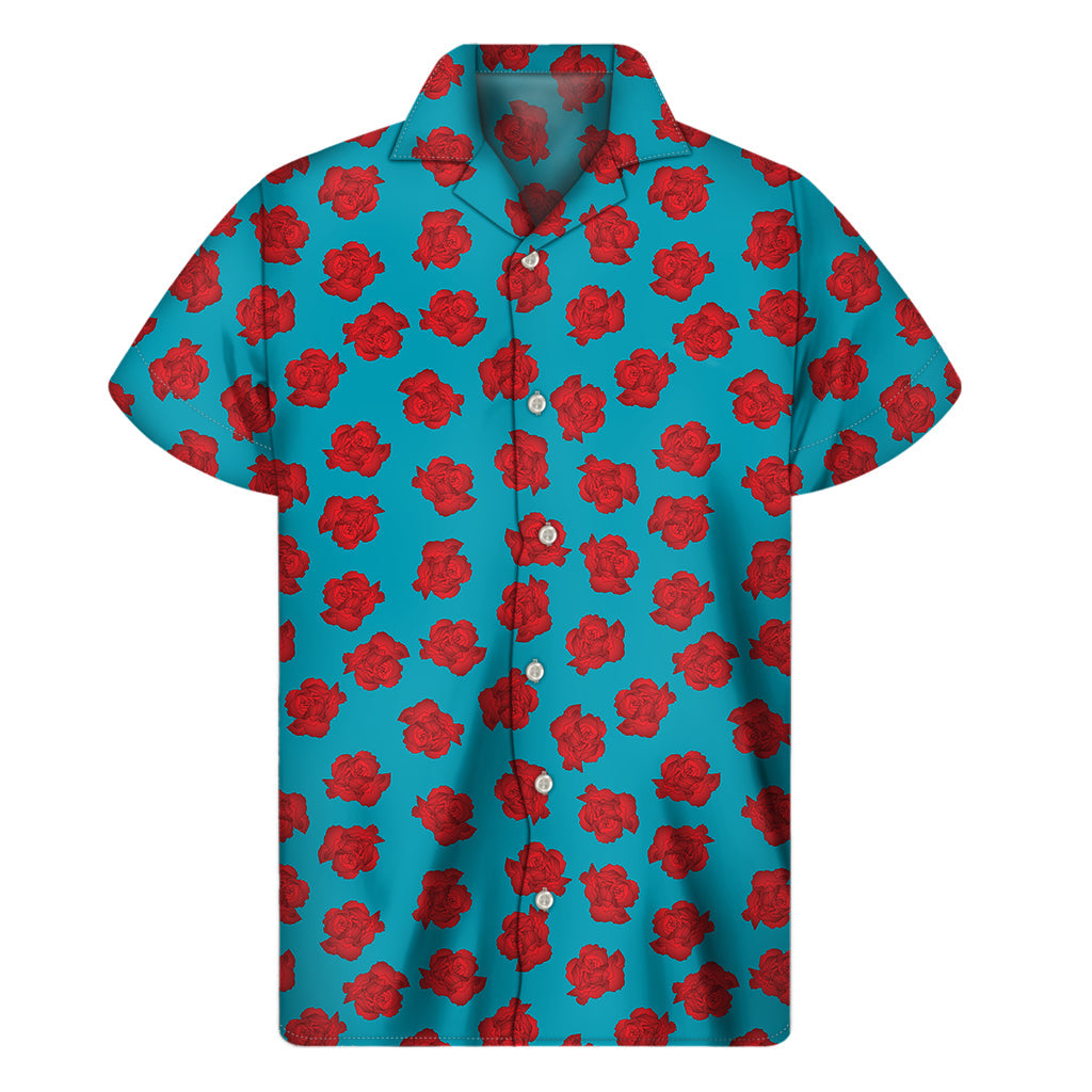 Red and Blue Carnation Paradise Hawaiian Short Sleeve Shirt - 1