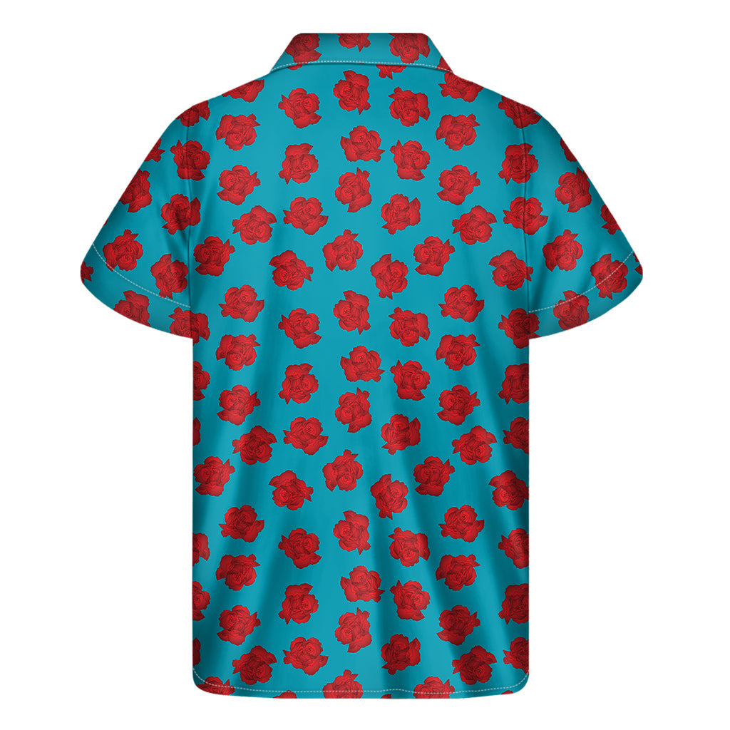 Red and Blue Carnation Paradise Hawaiian Short Sleeve Shirt - 2