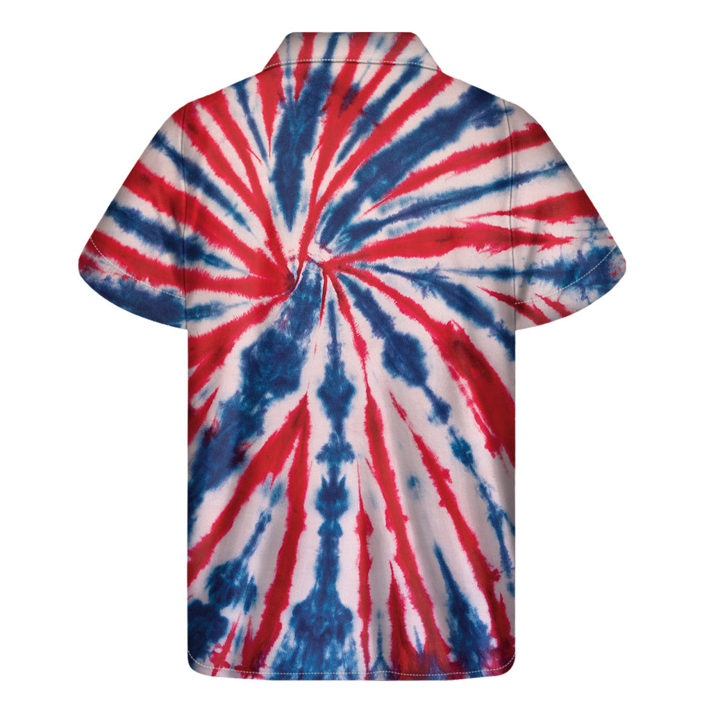 Red and Blue Spider Tie Dye Hawaiian Shirt - 2