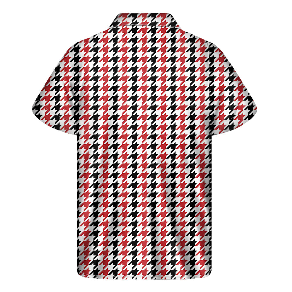 Red, Black, and White Houndstooth Hawaiian Aloha Shirt - 2