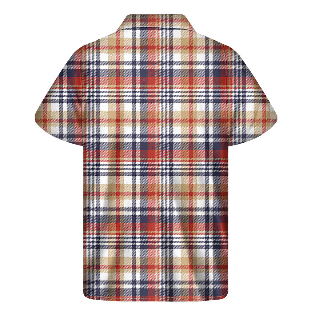 Tropical Vibes: Red, Blue, and Beige Madras Plaid Hawaiian Short Sleeve Shirt - 2