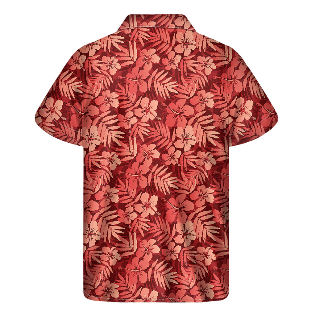 Red Hawaiian Tropical Pattern Men's Short Sleeve Shirt - 2