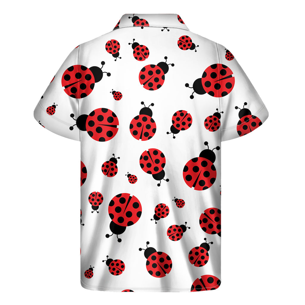 Red Ladybug Aloha: Men's Hawaiian Style Short Sleeve Shirt - 2