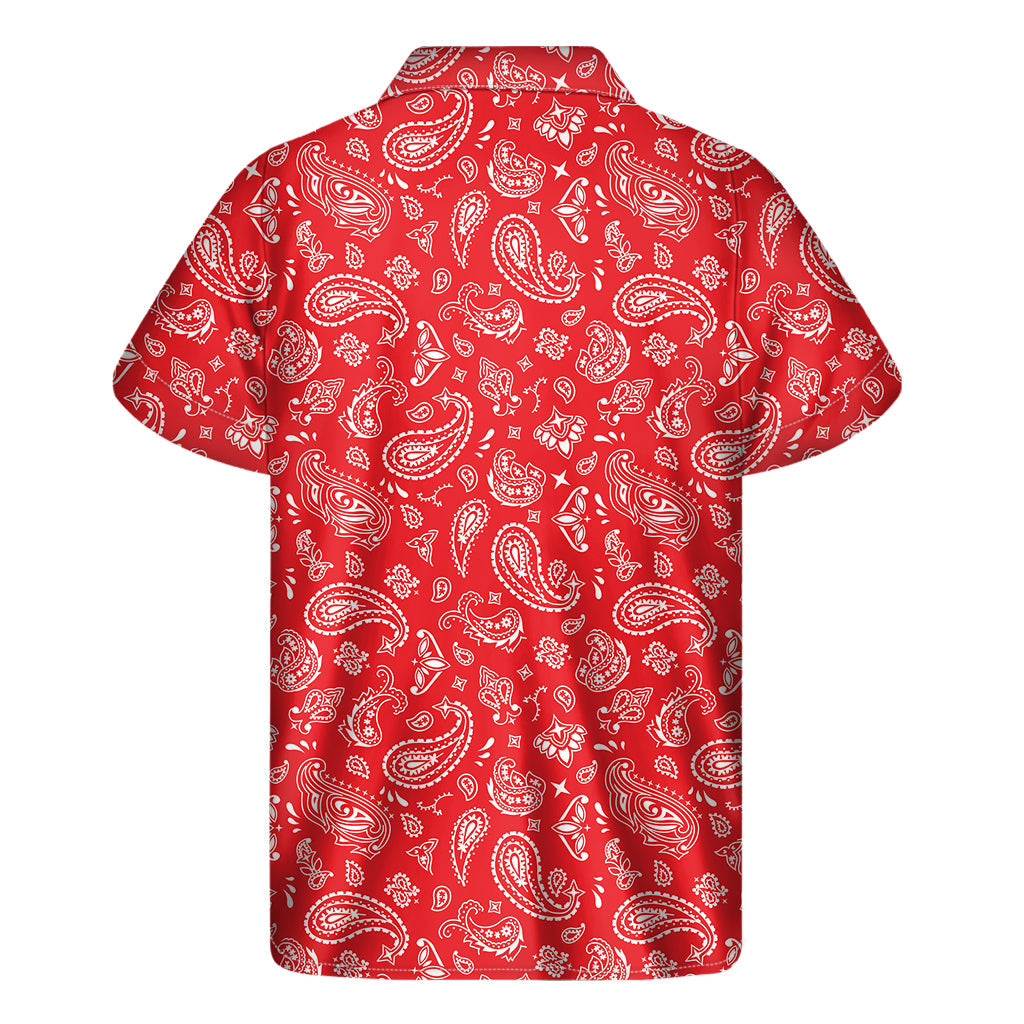 Red Paisley Bandana Hawaiian Print Short Sleeve Shirt - 2
