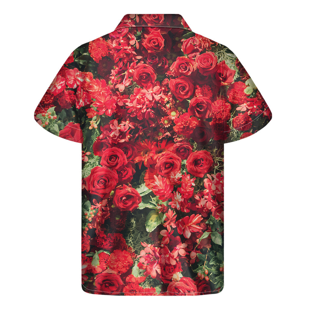 Red Rose Hawaiian Style Short Sleeve Shirt for Men - 2