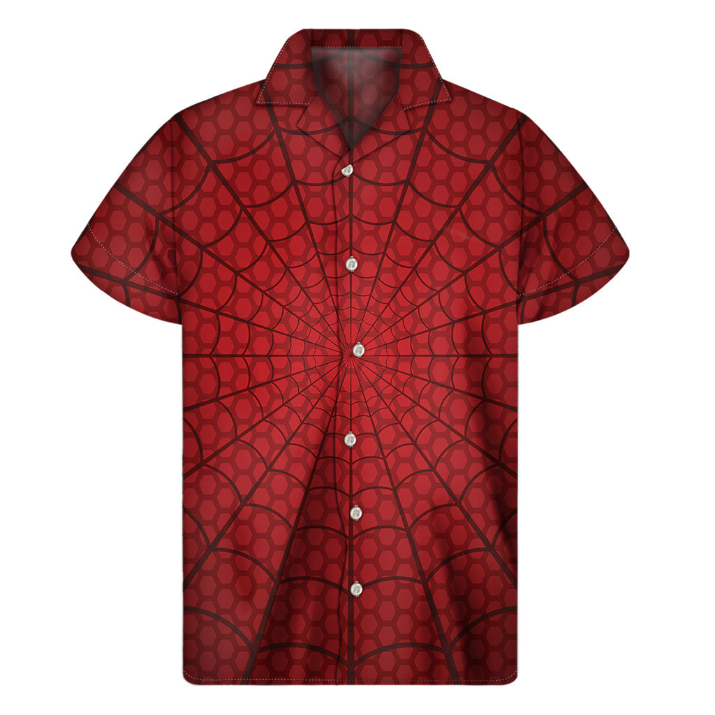 Red Spider Web Hawaiian Men's Short Sleeve Shirt - 1