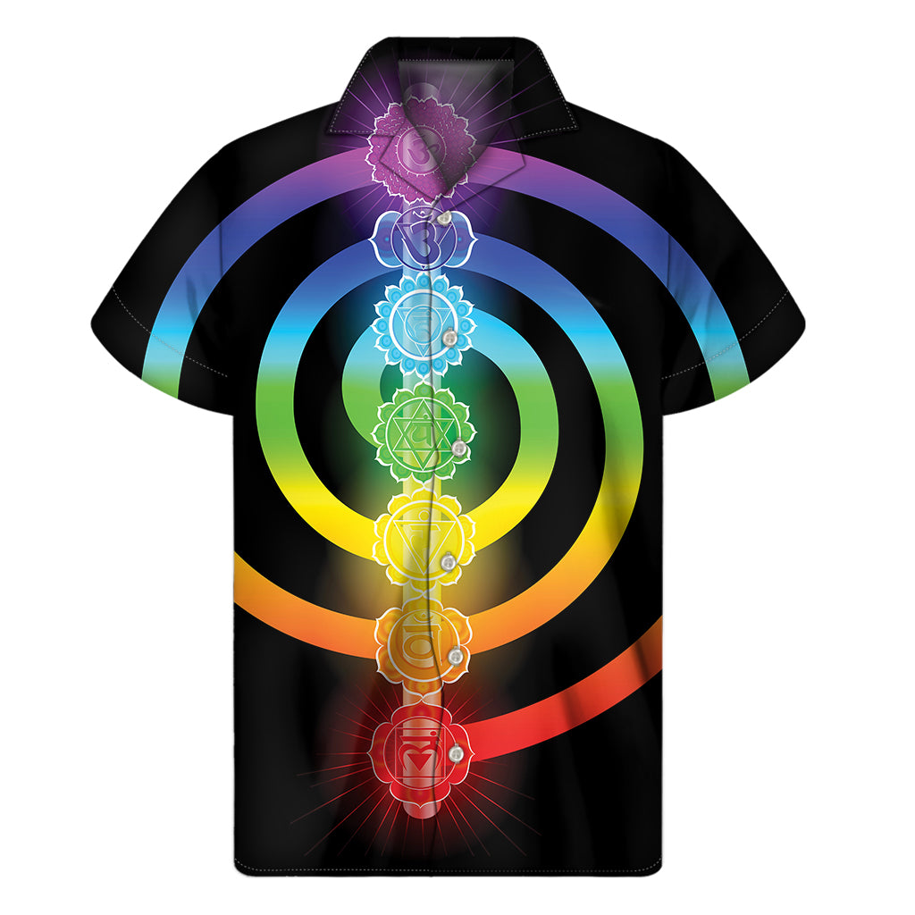 Seven Chakras Rainbow Hawaiian Short Sleeve Shirt - Embrace the Colors of Life! - 1