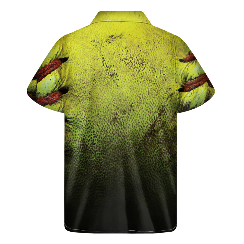 Softball Ball Print Hawaiian Short Sleeve Shirt for Men - 2