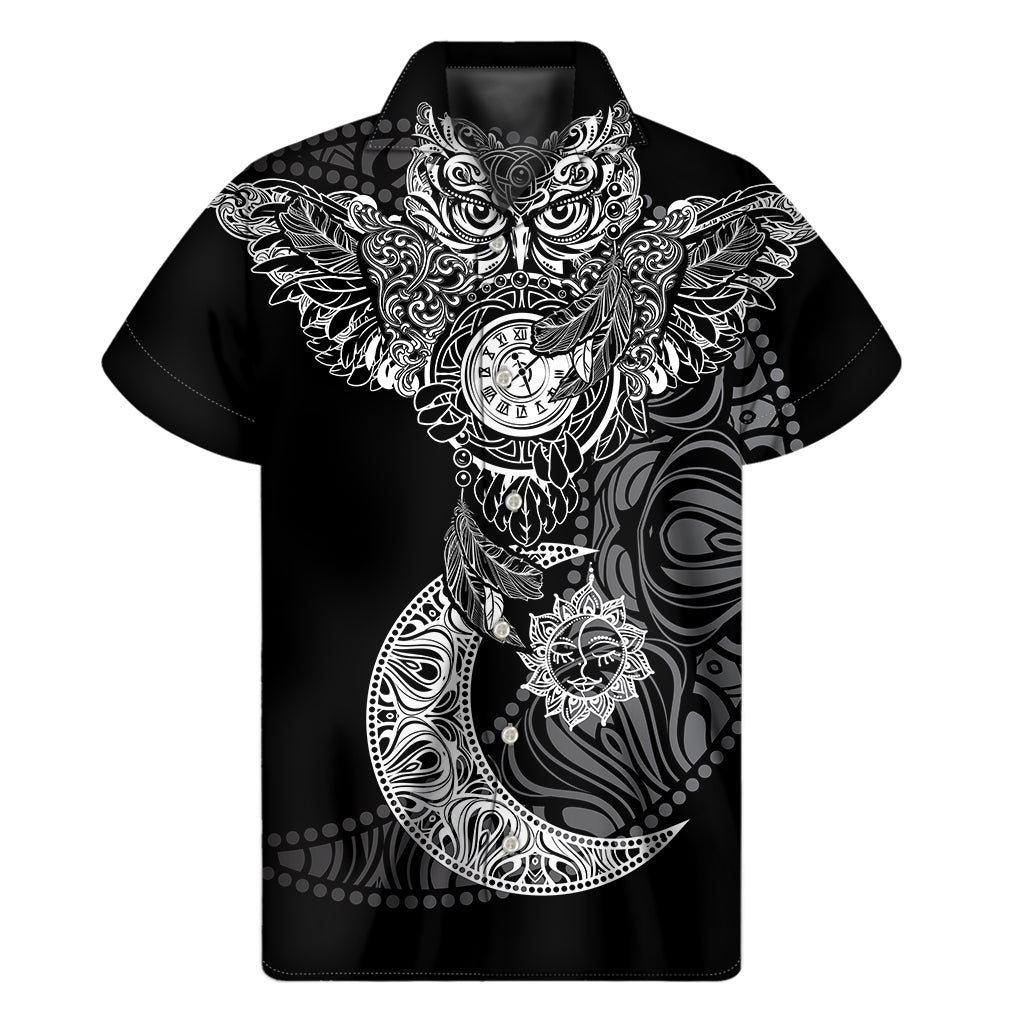 Spiritual Owl, Sun, and Moon Hawaiian Short Sleeve Shirt - 1