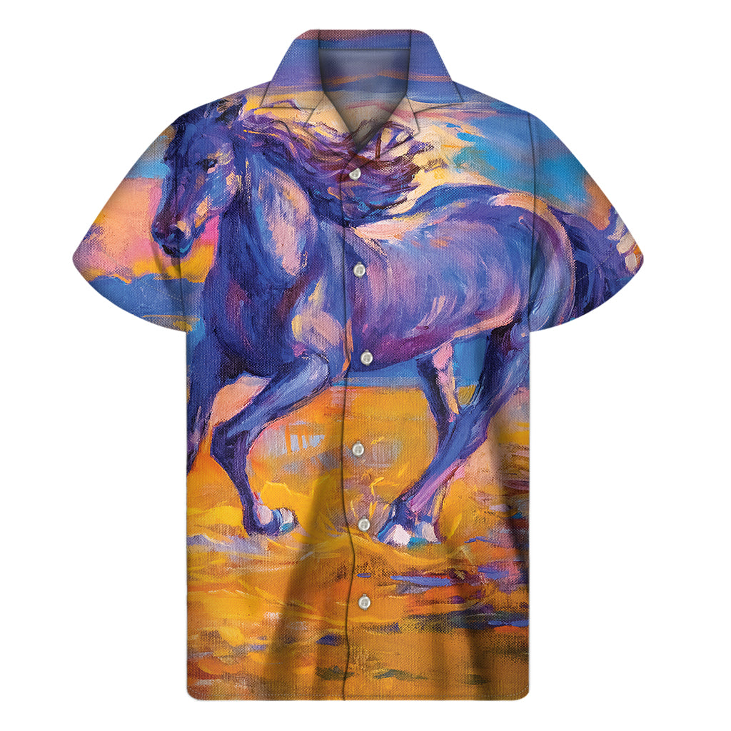 Sunset Horse Painting Print Hawaiian Shirt - 1