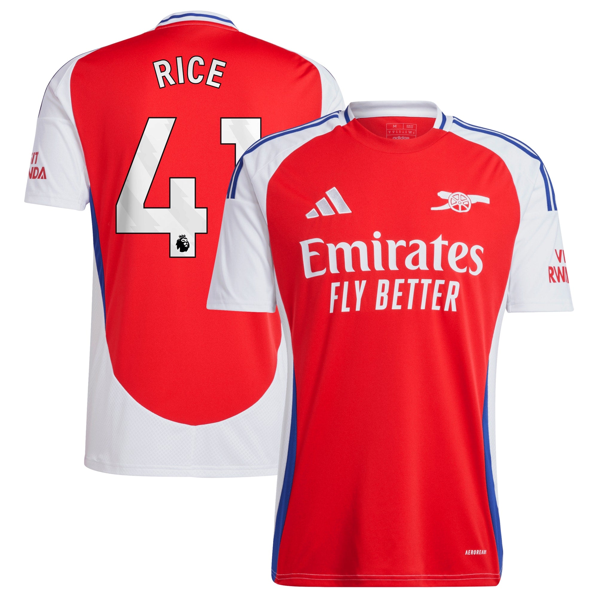 Declan Rice Arsenal adidas 2024/25 Home Player Jersey – Red - 1