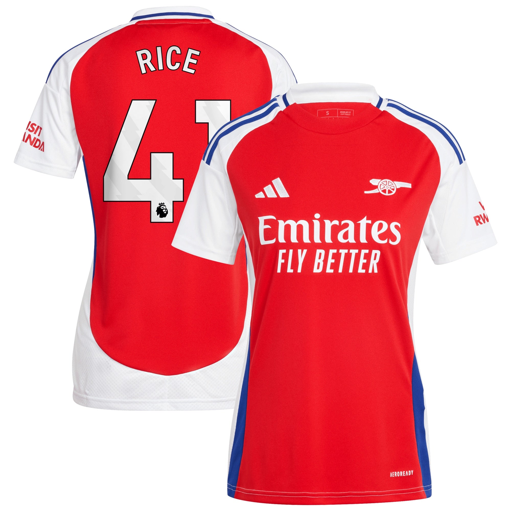 Declan Rice Arsenal adidas Women's 2024/25 Home Player Jersey – Red - 1