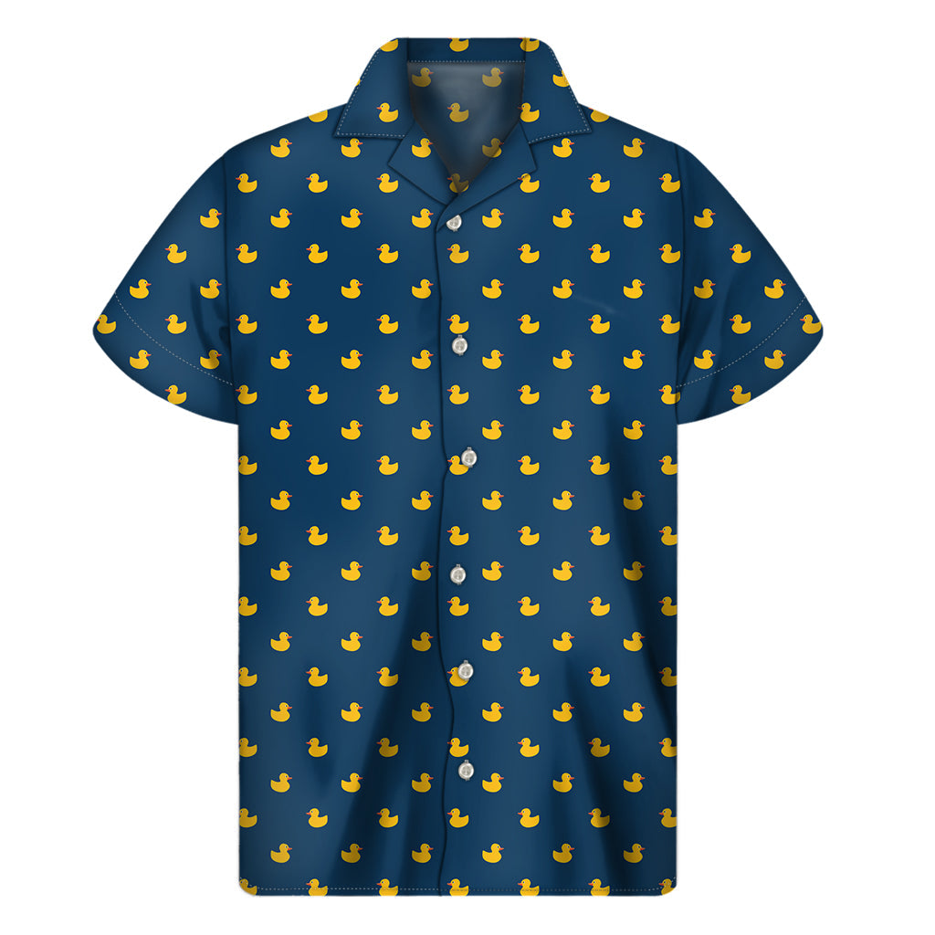 Quackin' Cool: Hawaiian Yellow Duck Print Short Sleeve Shirt - 1
