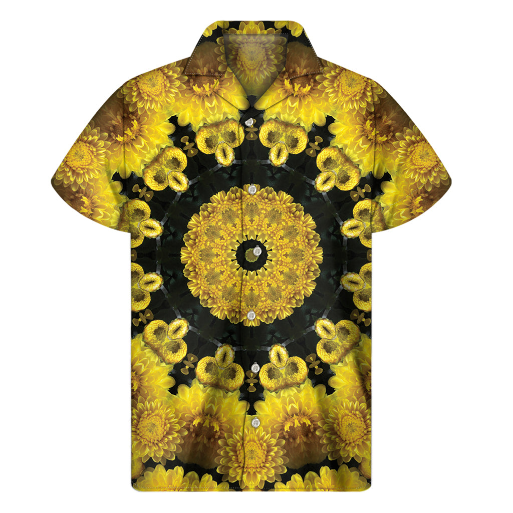 Island Vibes: Yellow Flower Kaleidoscope Hawaiian Shirt - 1
