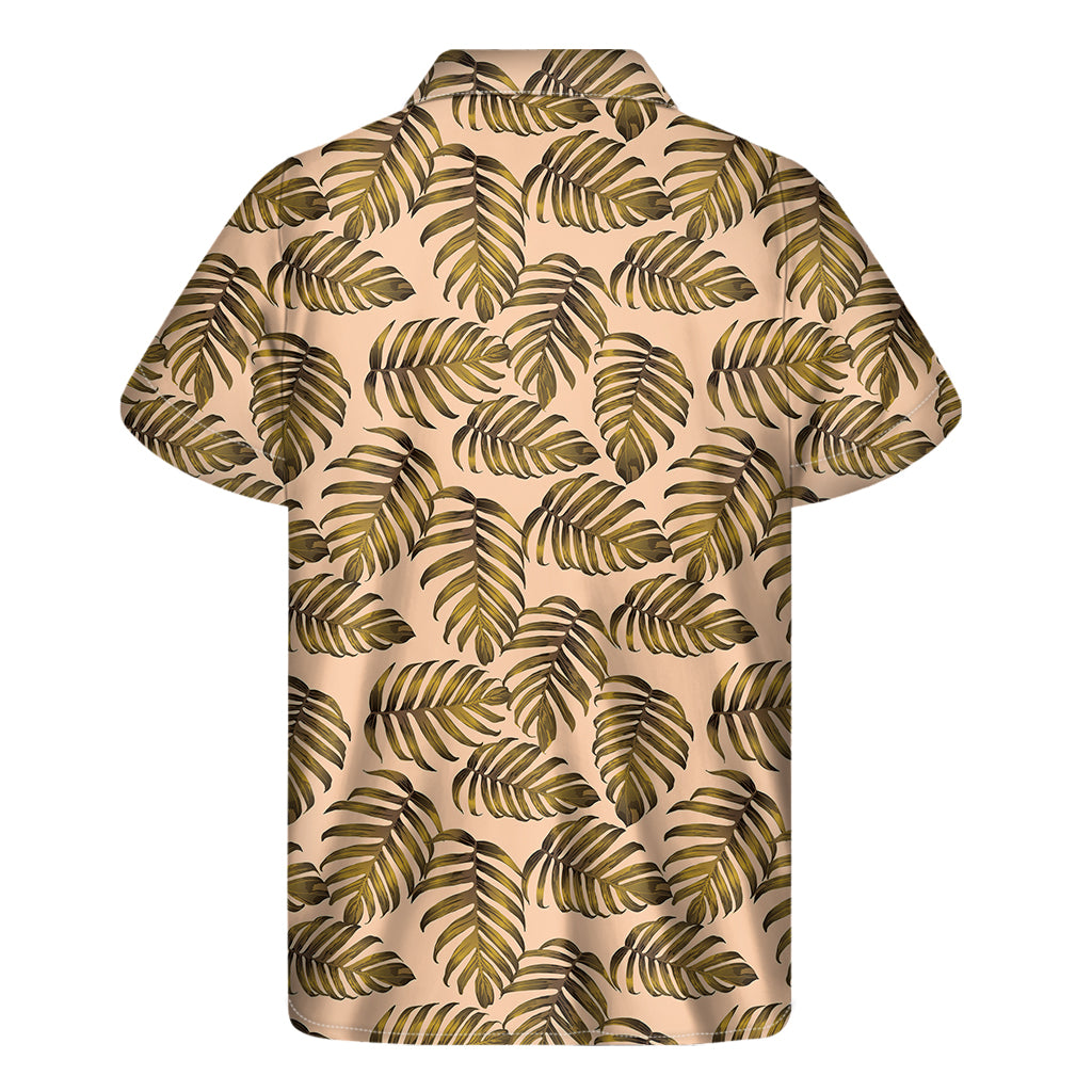 Tropical Vibes: Hawaiian Short Sleeve Shirt with Yellow Monstera Leaves Pattern - 2