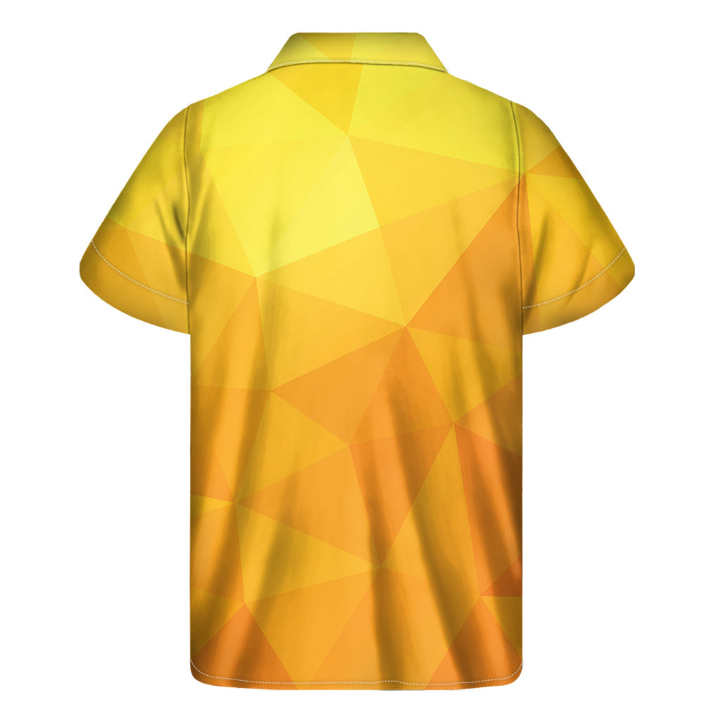 Tropical Vibes: Yellow Polygonal Geometric Printed Hawaiian Short Sleeve Shirt - 2