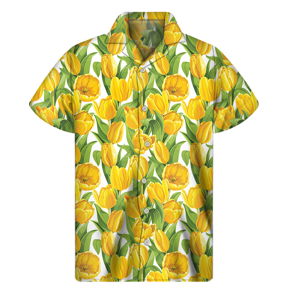 Sunshine Vibes: Yellow Spring Tulip Hawaiian Shirt - 1