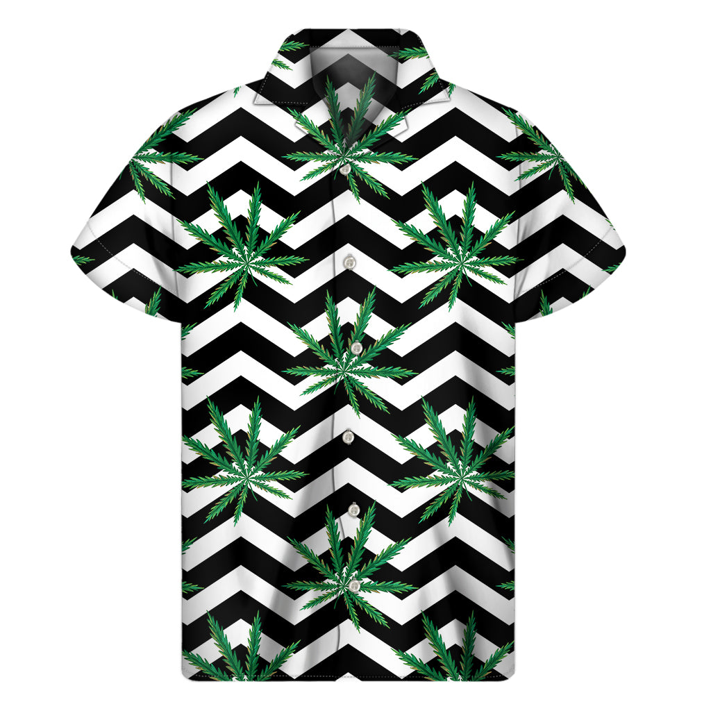 Zigzag Weed Pattern Hawaiian Short Sleeve Shirt - 1